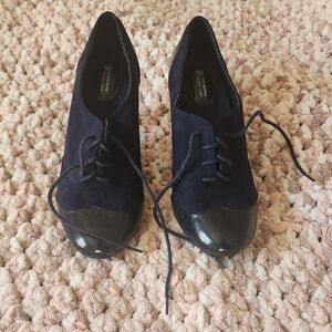 Elegant Navy Lace-Up Heels